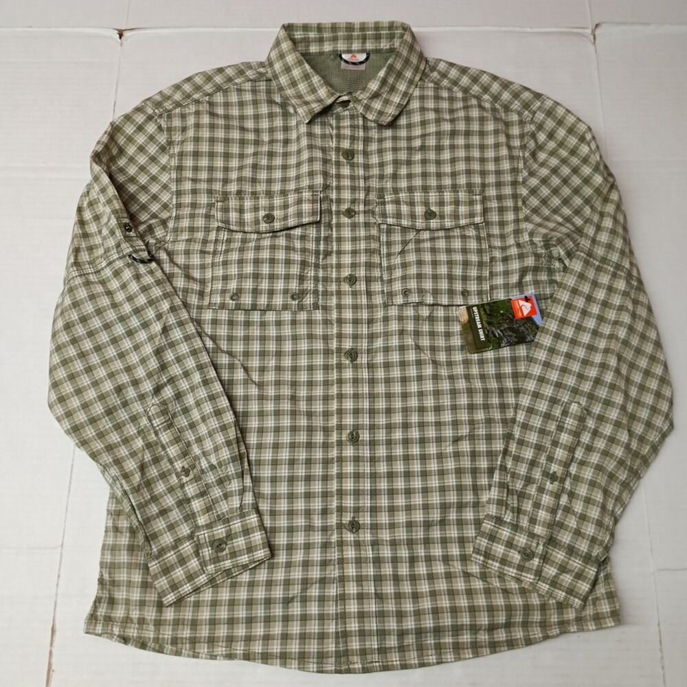 Ozark Trail Upstream Shirt‎ Mens S (34-36) Green Plaid Vented
